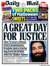 Daily Mail () Newspaper Front Page for 31 October 2015