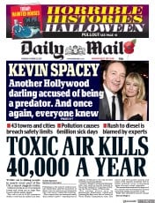 Daily Mail () Newspaper Front Page for 31 October 2017