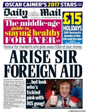 Daily Mail () Newspaper Front Page for 31 December 2016