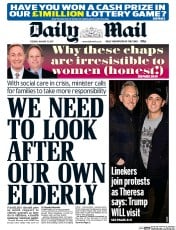 Daily Mail () Newspaper Front Page for 31 January 2017