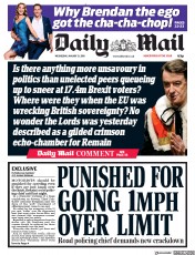 Daily Mail () Newspaper Front Page for 31 January 2018