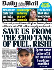 Daily Mail () Newspaper Front Page for 31 May 2022