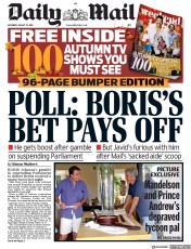 Daily Mail () Newspaper Front Page for 31 August 2019
