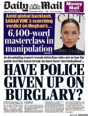 Daily Mail () Newspaper Front Page for 31 August 2022