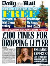 Daily Mail () Newspaper Front Page for 3 October 2015