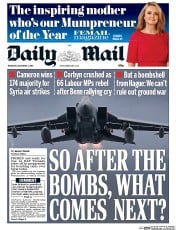 Daily Mail () Newspaper Front Page for 3 December 2015