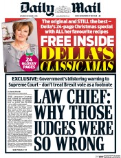 Daily Mail () Newspaper Front Page for 3 December 2016