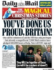 Daily Mail () Newspaper Front Page for 3 December 2018