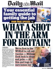 Daily Mail () Newspaper Front Page for 3 December 2020