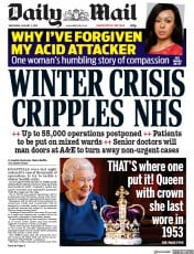 Daily Mail () Newspaper Front Page for 3 January 2018