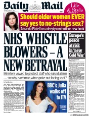 Daily Mail () Newspaper Front Page for 3 March 2014
