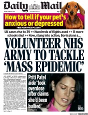 Daily Mail () Newspaper Front Page for 3 March 2020
