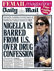 Daily Mail () Newspaper Front Page for 3 April 2014