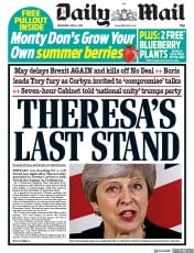 Daily Mail () Newspaper Front Page for 3 April 2019