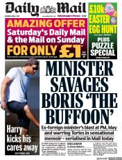 Daily Mail () Newspaper Front Page for 3 April 2021