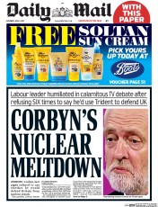 Daily Mail () Newspaper Front Page for 3 June 2017