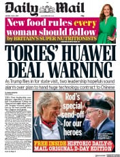 Daily Mail () Newspaper Front Page for 3 June 2019