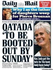 Daily Mail () Newspaper Front Page for 3 July 2013