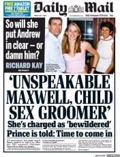 Daily Mail () Newspaper Front Page for 3 July 2020