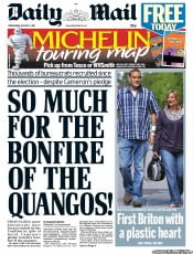 Daily Mail () Newspaper Front Page for 3 August 2011