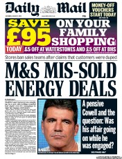 Daily Mail () Newspaper Front Page for 3 August 2013