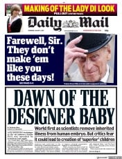 Daily Mail () Newspaper Front Page for 3 August 2017
