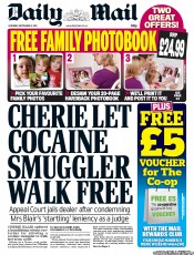 Daily Mail () Newspaper Front Page for 3 September 2011