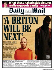 Daily Mail () Newspaper Front Page for 3 September 2014