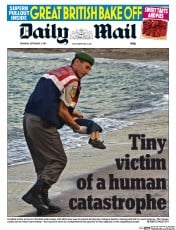 Daily Mail () Newspaper Front Page for 3 September 2015