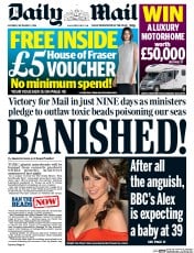 Daily Mail () Newspaper Front Page for 3 September 2016