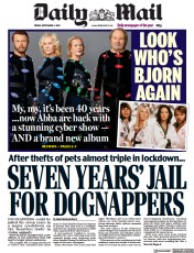 Daily Mail () Newspaper Front Page for 3 September 2021