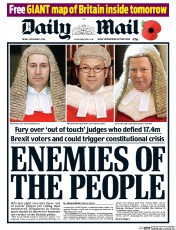 Daily Mail () Newspaper Front Page for 4 November 2016