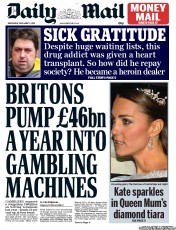 Daily Mail () Newspaper Front Page for 4 December 2013