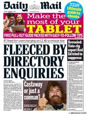 Daily Mail () Newspaper Front Page for 4 February 2014