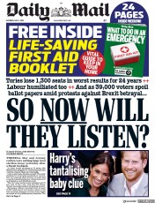 Daily Mail () Newspaper Front Page for 4 May 2019