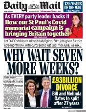 Daily Mail () Newspaper Front Page for 4 May 2021