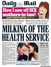 Daily Mail () Newspaper Front Page for 4 July 2011