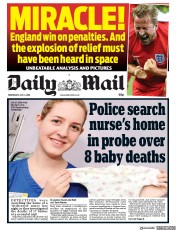 Daily Mail () Newspaper Front Page for 4 July 2018