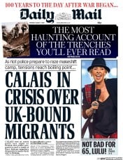 Daily Mail () Newspaper Front Page for 4 August 2014