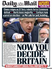 Daily Mail () Newspaper Front Page for 4 September 2019