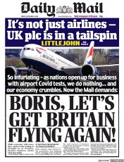 Daily Mail () Newspaper Front Page for 4 September 2020