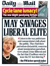 Daily Mail () Newspaper Front Page for 5 October 2016