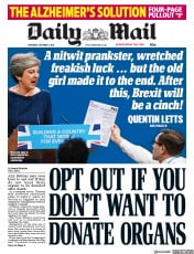 Daily Mail () Newspaper Front Page for 5 October 2017
