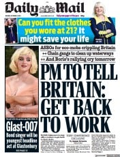 Daily Mail () Newspaper Front Page for 5 October 2021