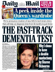 Daily Mail () Newspaper Front Page for 5 November 2012