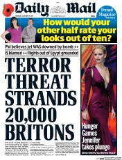 Daily Mail () Newspaper Front Page for 5 November 2015