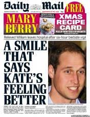 Daily Mail () Newspaper Front Page for 5 December 2012