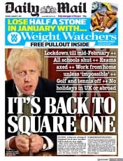 Daily Mail () Newspaper Front Page for 5 January 2021