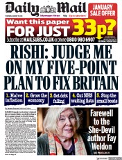 Daily Mail () Newspaper Front Page for 5 January 2023