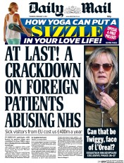 Daily Mail () Newspaper Front Page for 5 February 2015